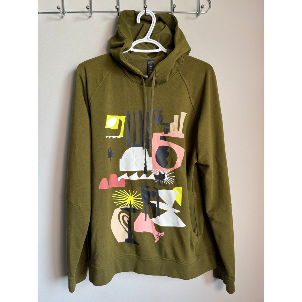 Lululemon Mens Olive Green Justin Broadbent Graphic Hoodie Large Streetwear Art